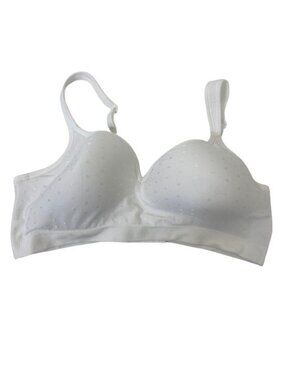 Bali Comfort Revolution White Polka Dot Wireless Bra 38C Coquette Dollette